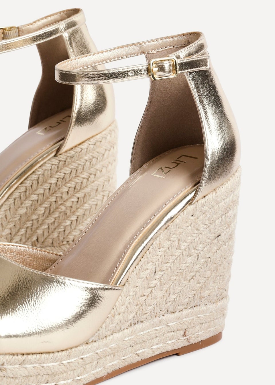 Linzi Gracio Gold Faux Leather Rope Platform Wedge