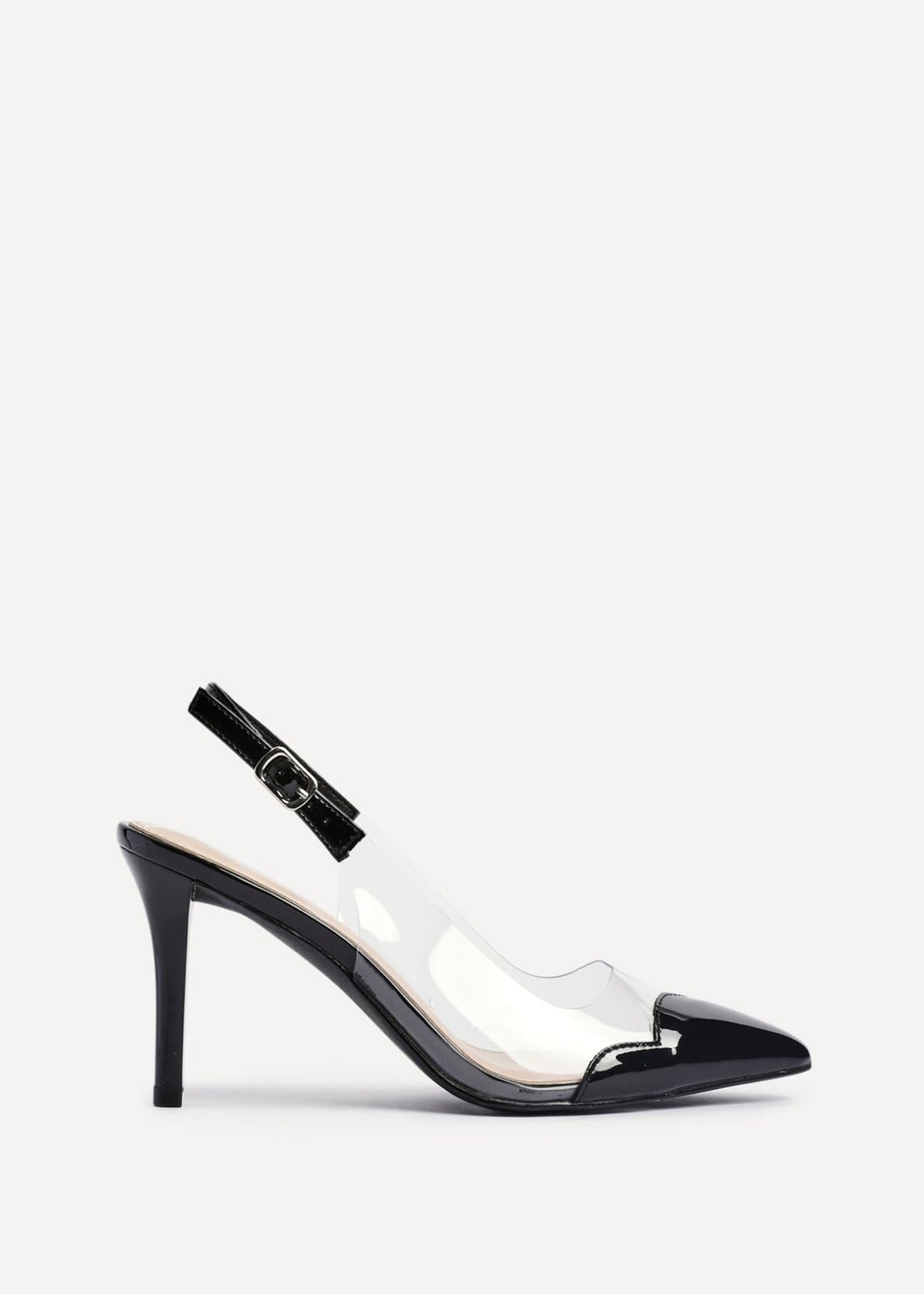 Linzi Nolita Black Perspex Patent Mix Slingback Court Heels