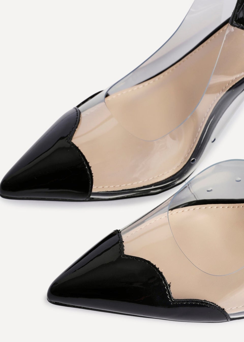 Linzi Nolita Black Perspex Patent Mix Slingback Court Heels
