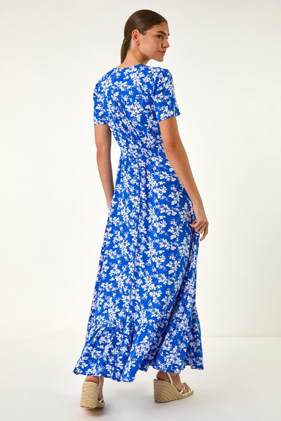 Roman Ink Blue Floral Button Maxi Dress