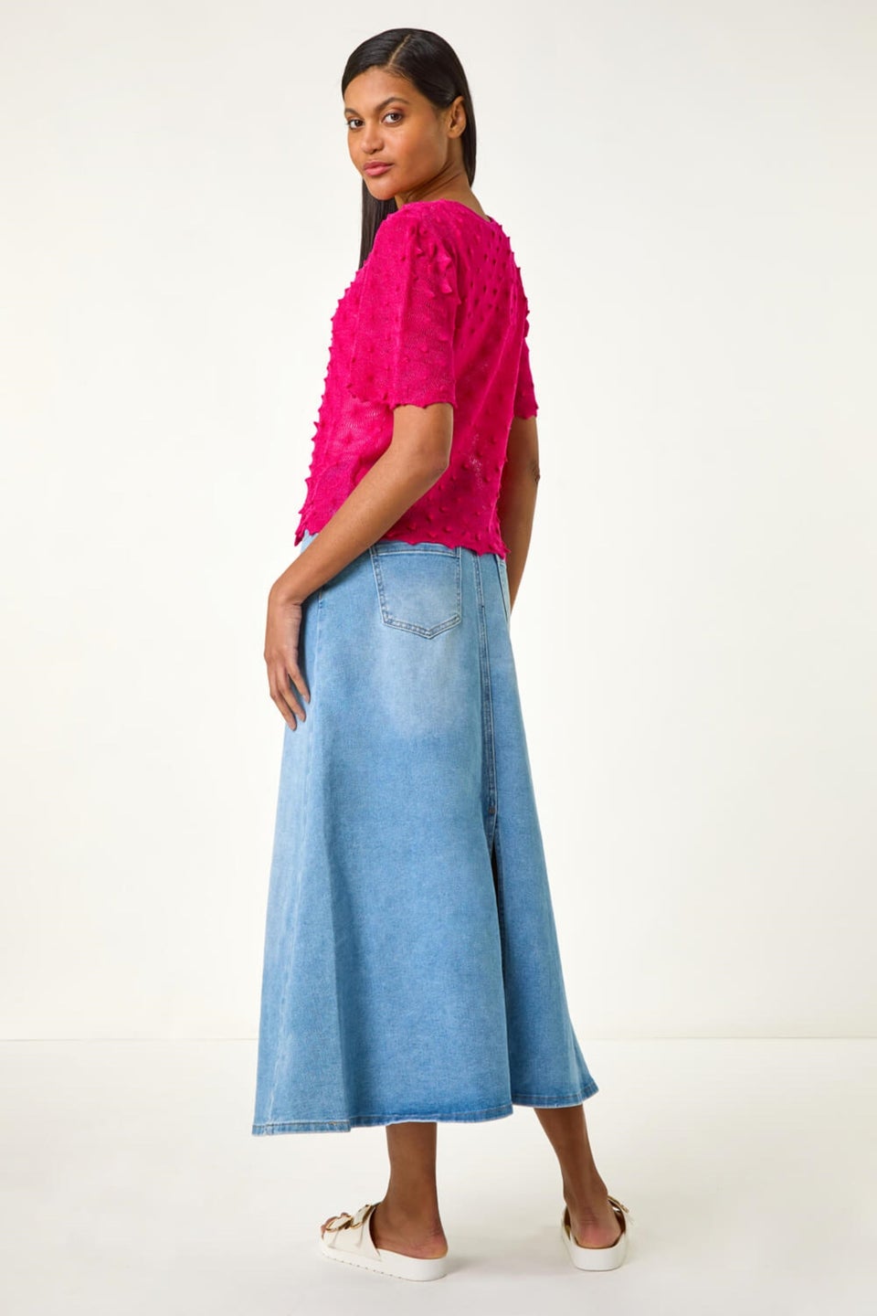 Roman Candy Pink Textured Tie Front Shrug