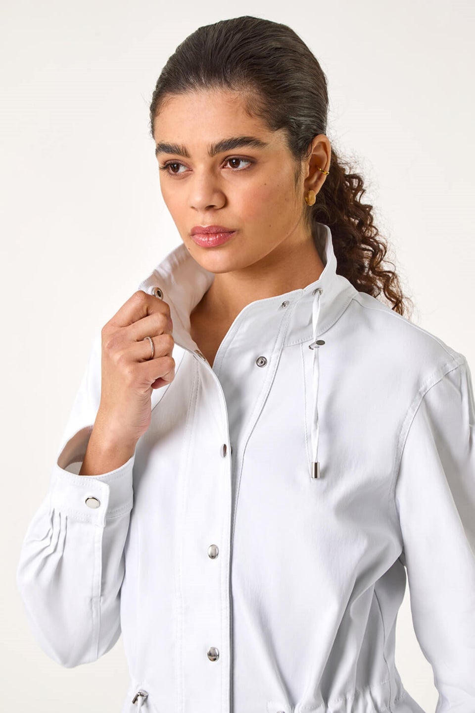 Roman White Buttoned Safari Jacket