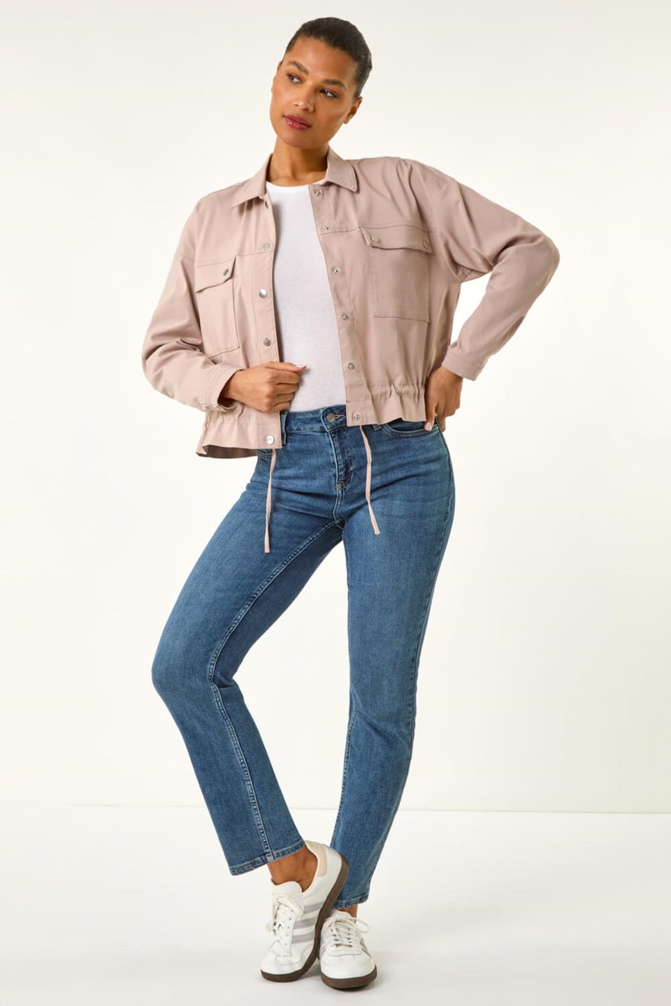 Roman Stone Utility Collared Stretch Pocket Jacket