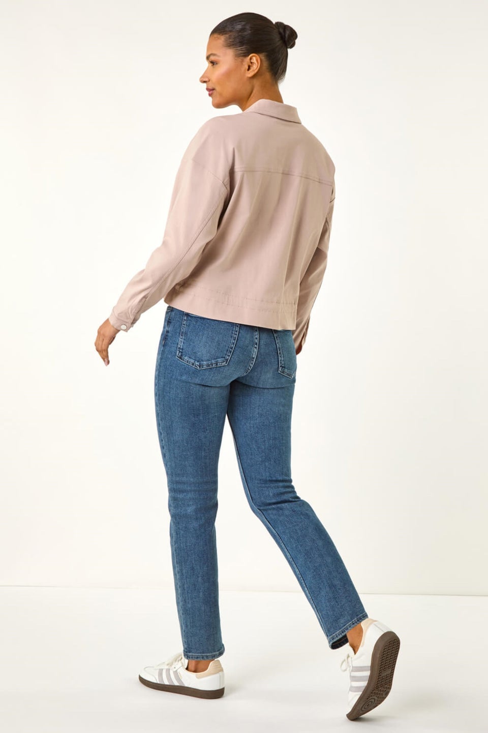 Roman Stone Utility Collared Stretch Pocket Jacket