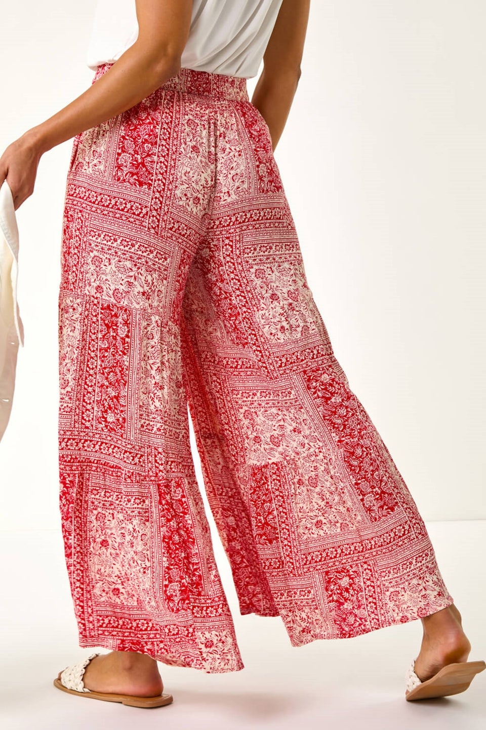 Roman Red Tile Tiered Palazzo Trouser