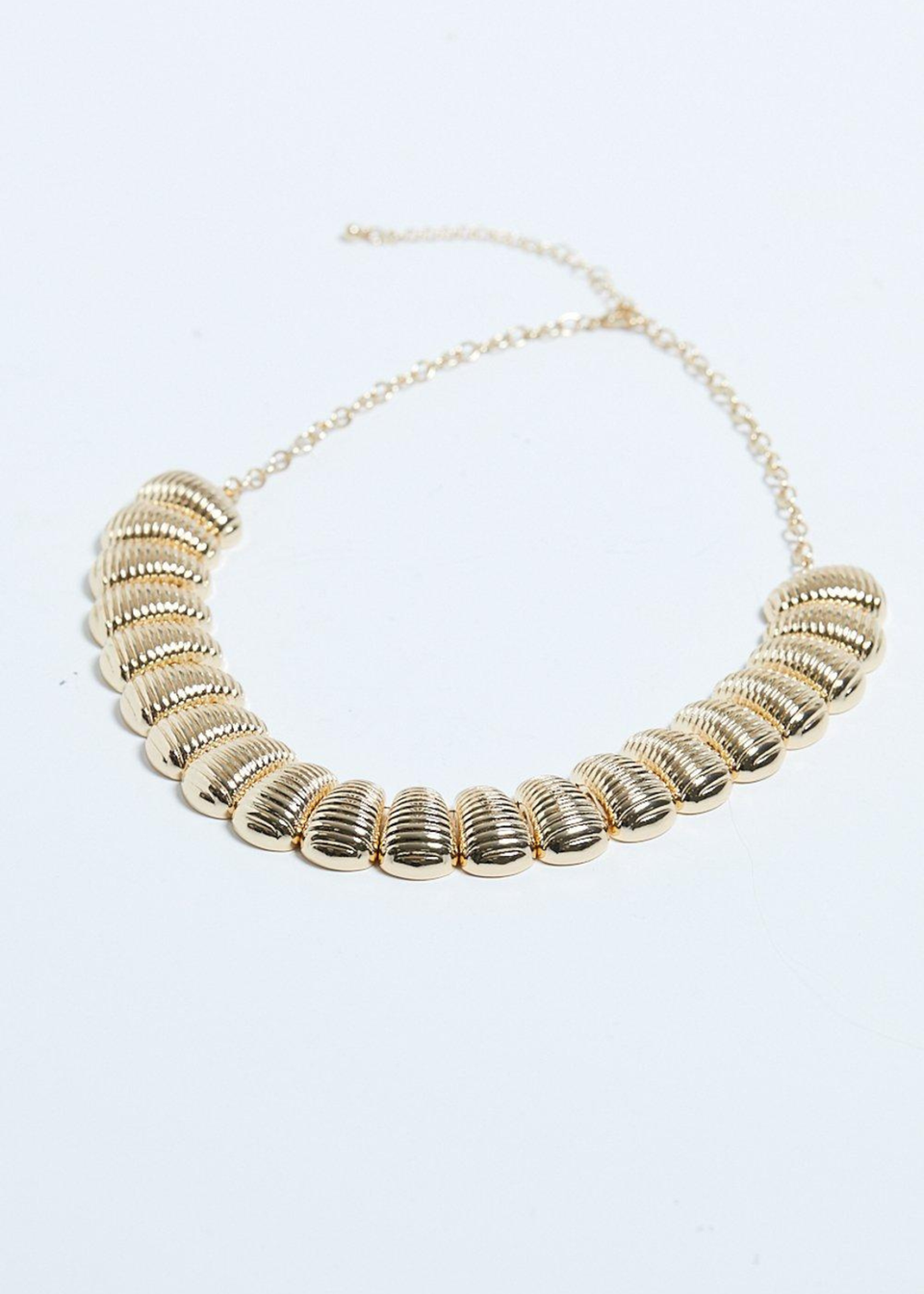 Mood Gold Polished Ridged Collar Necklace