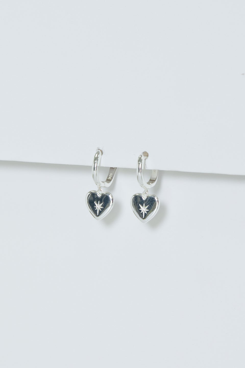 Simply Silver Sterling Silver 925 Starburst Heart Hoop Earrings