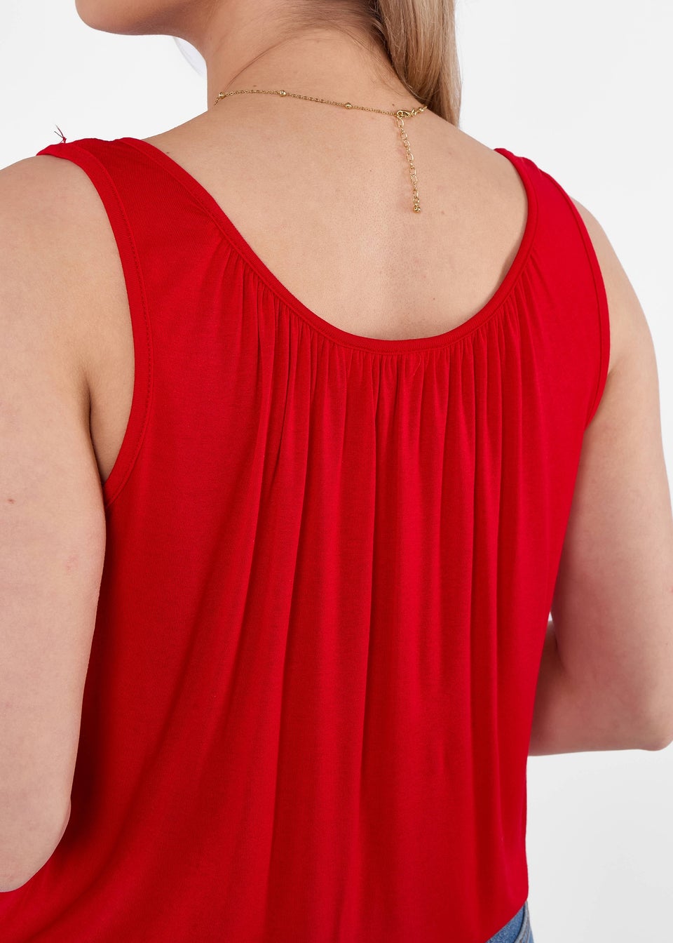 Gini London Red Round Neck Oversized Sleeveless Top