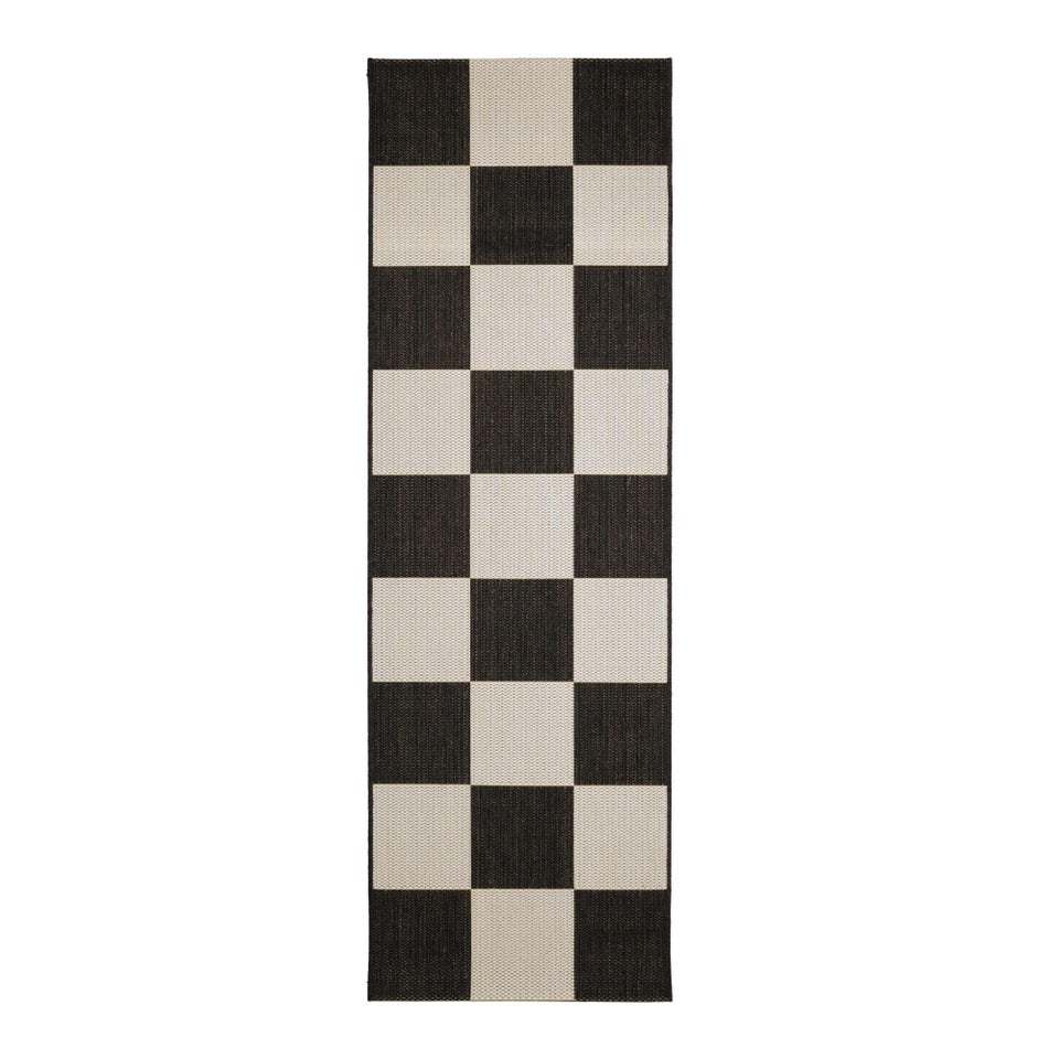Homemaker Black Chequer Runner Rug