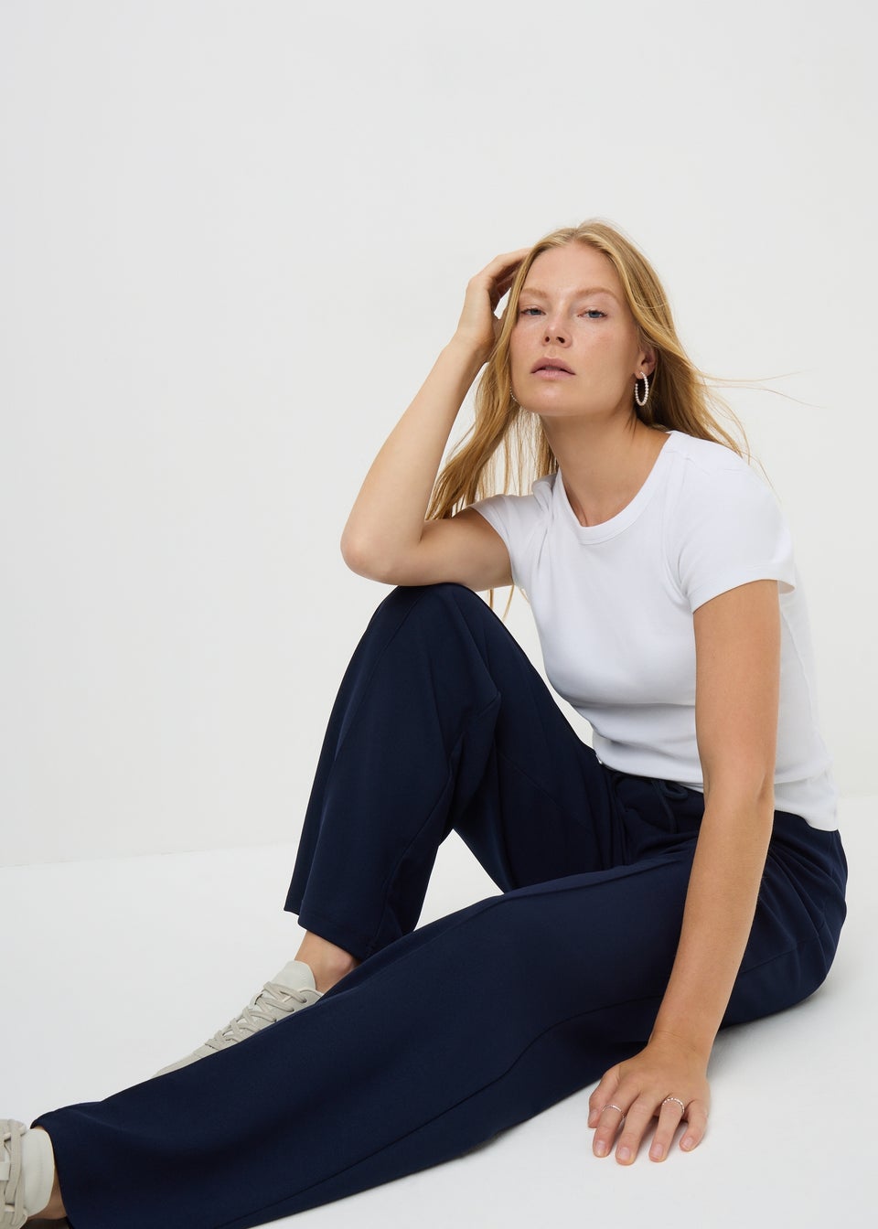 Navy Seam Detail Trousers