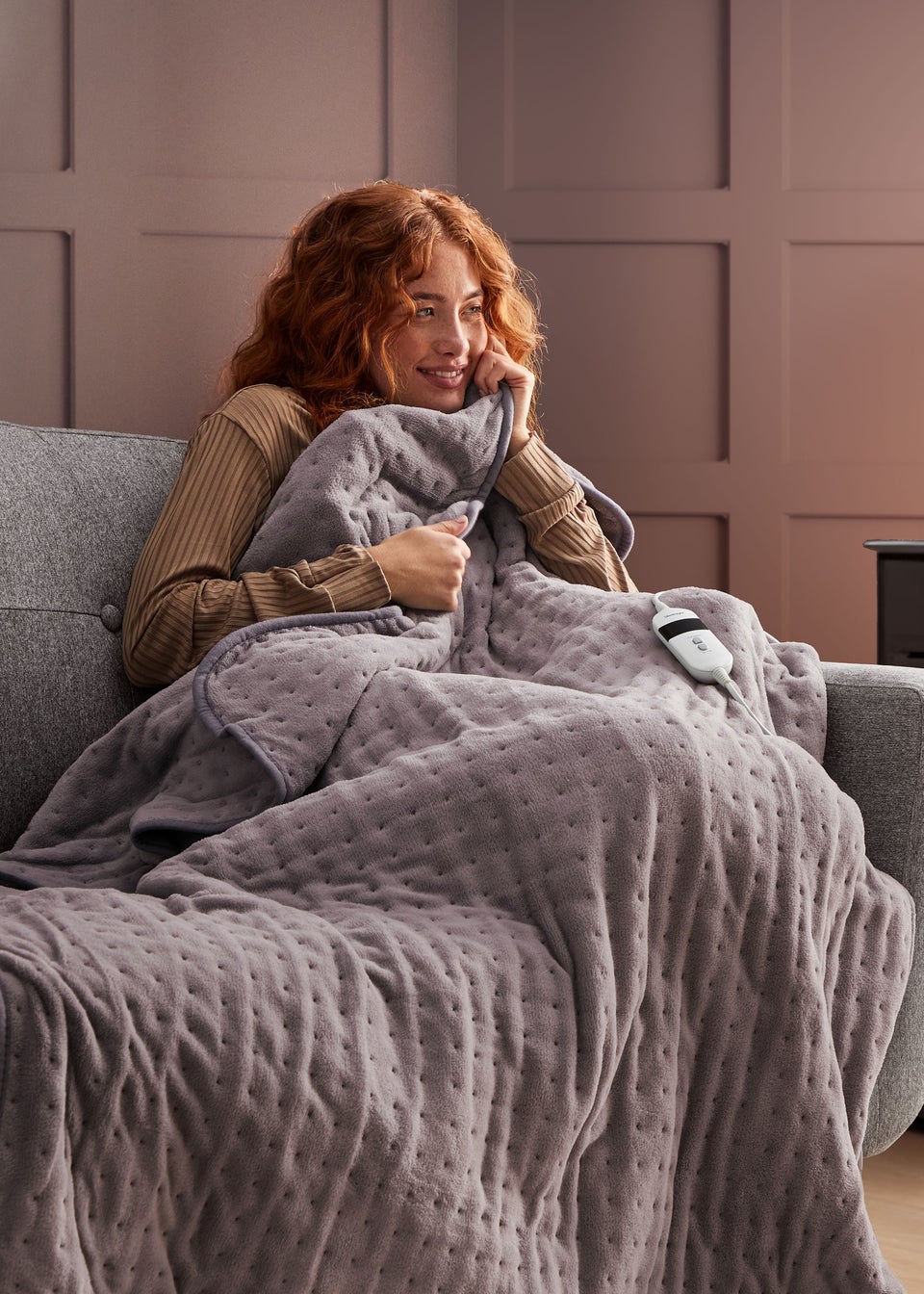 Silentnight Grey Heated Fleece Throw