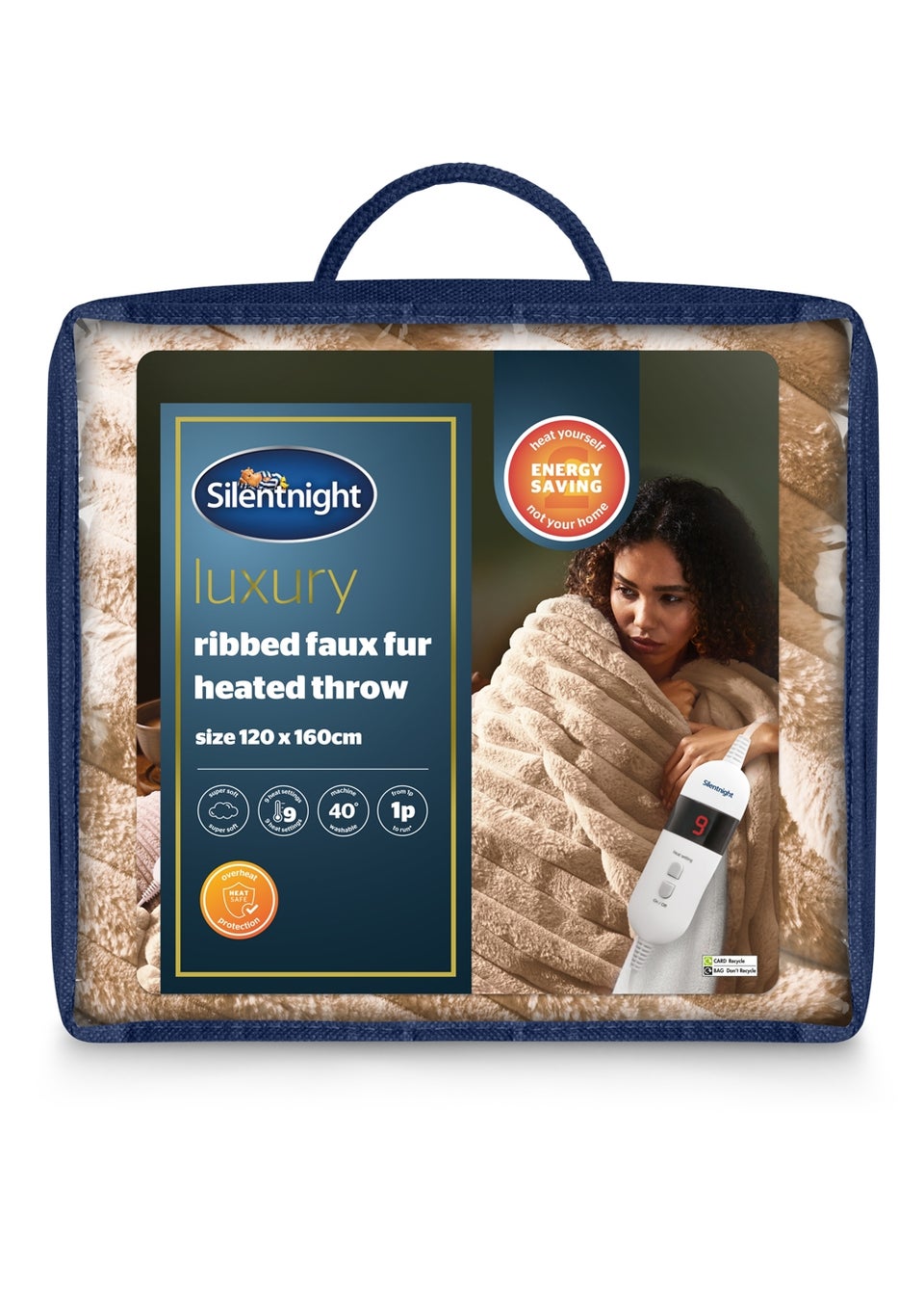 Silentnight Natural Heated Faux Fur Throw