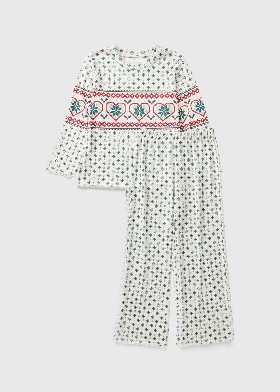 Girls Cream Fairisle Pointelle Pyjama Set (4-13yrs)