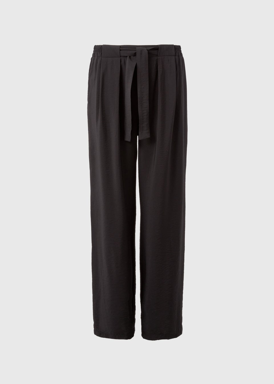 Black Tie Waist Wide Leg Trousers