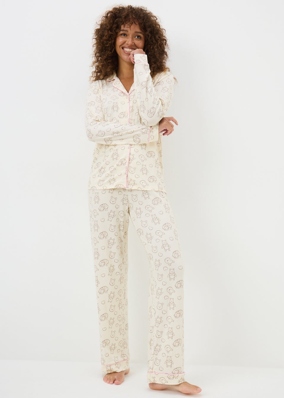 Winnie The Pooh Cream Button Up Pyjama Set