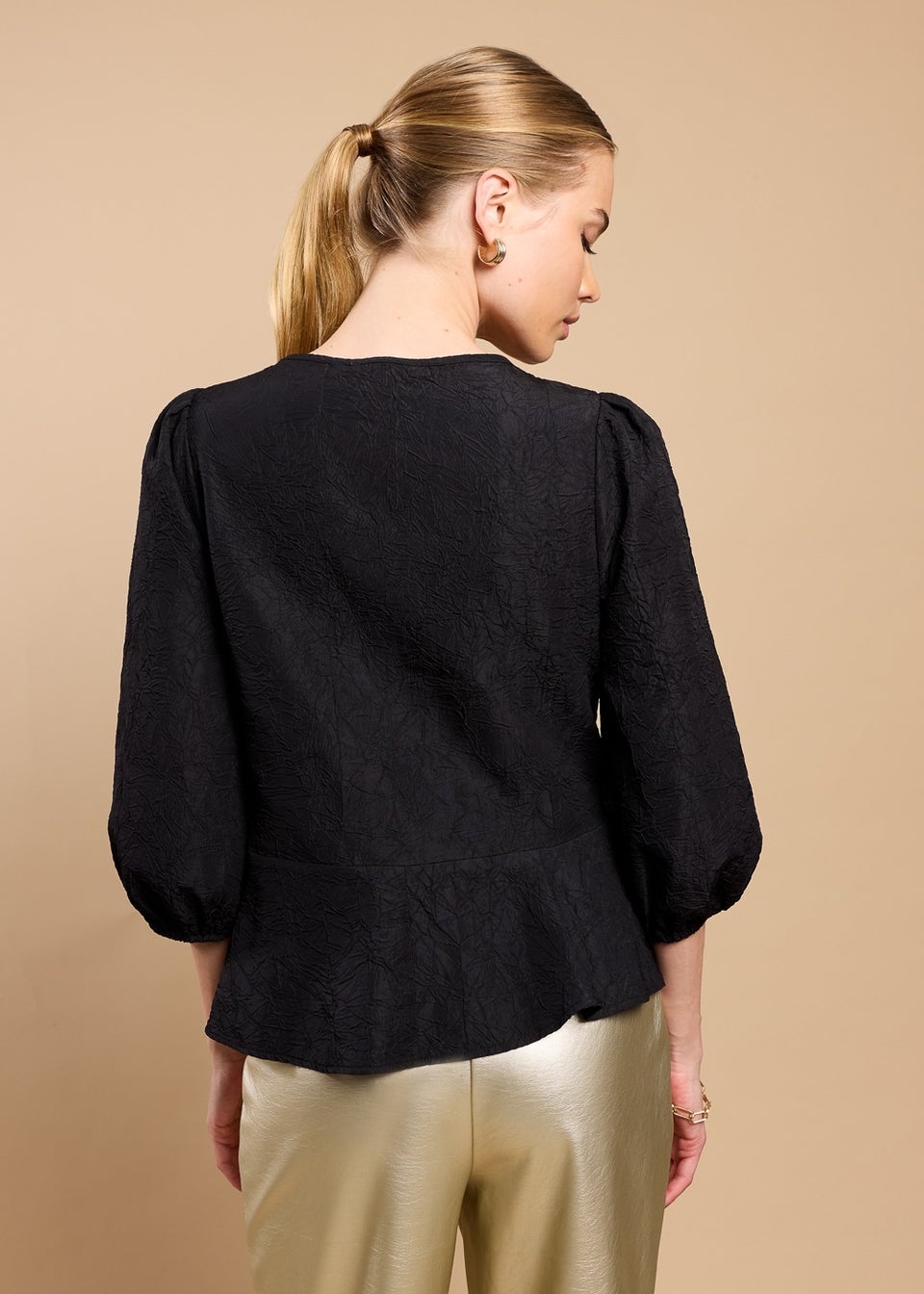 Little Mistress Black Textured Blouse by Vicky Pattison