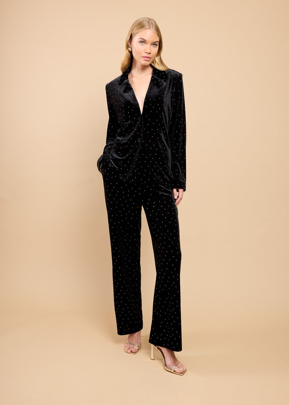 Little Mistress Black Velvet and Silver Diamanté Trousers by Vicky Pattison