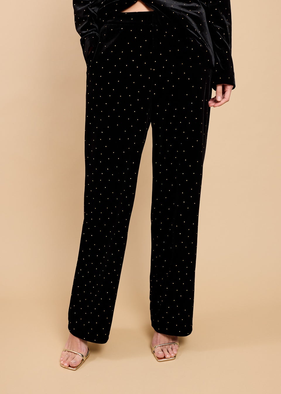 Little Mistress Black Velvet and Silver Diamanté Trousers by Vicky Pattison