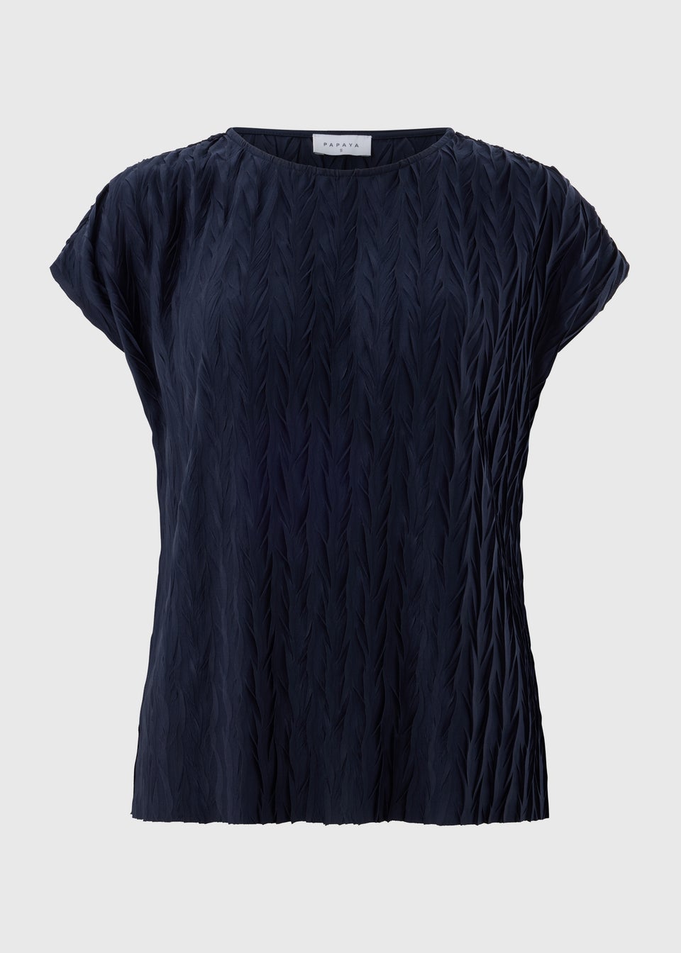 Navy Plisse Top