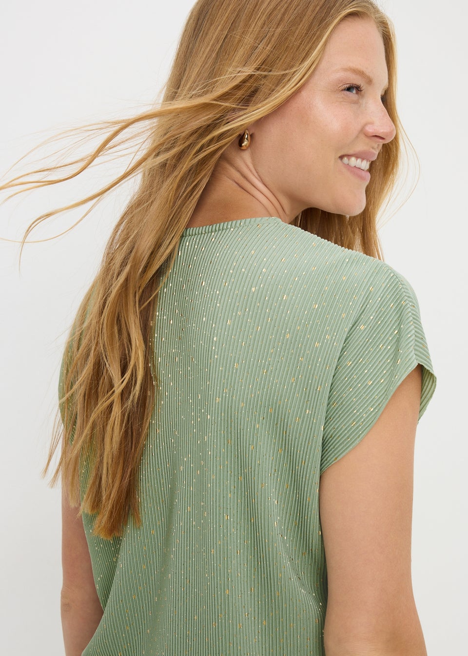 Sage Foil Spot Plisse T-Shirt