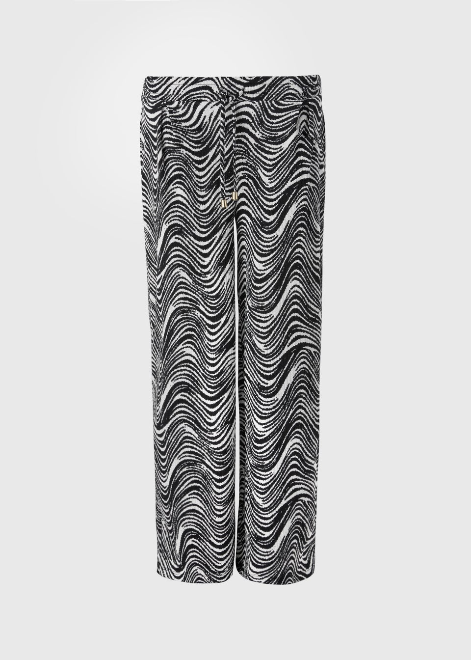 Black Mono Printed Wide Leg Co Ord Trousers