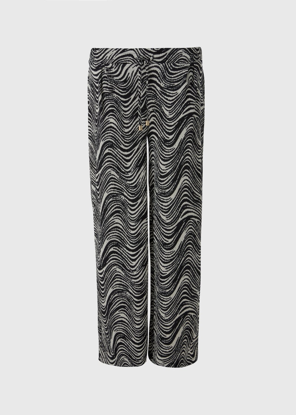 Black Mono Printed Wide Leg Co Ord Trousers