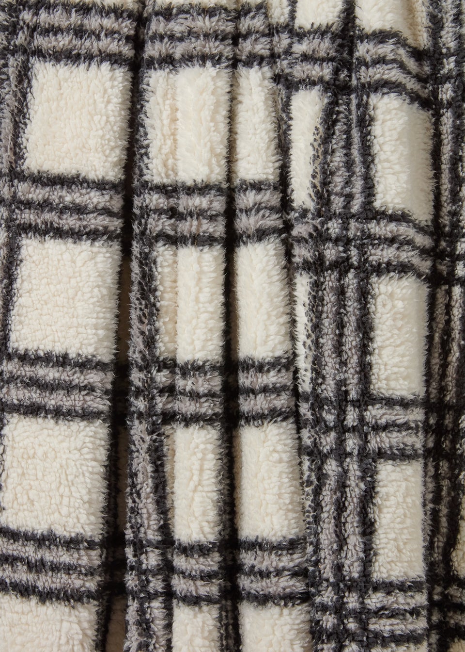 Cream Mono Stripe Teddy Throw