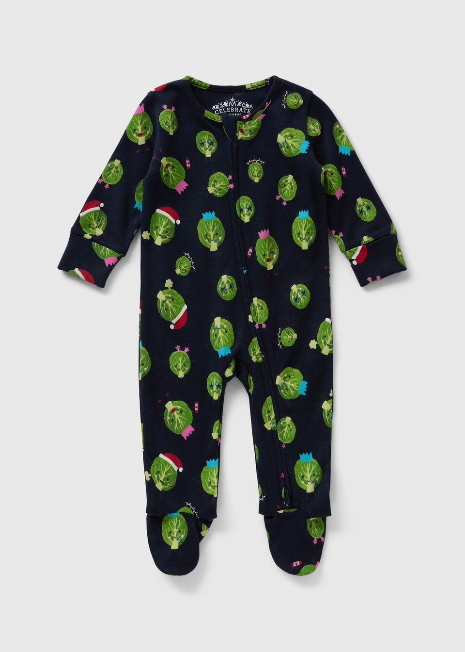 Baby Black Christmas Sprout Sleepsuit (Newborn-23mths)