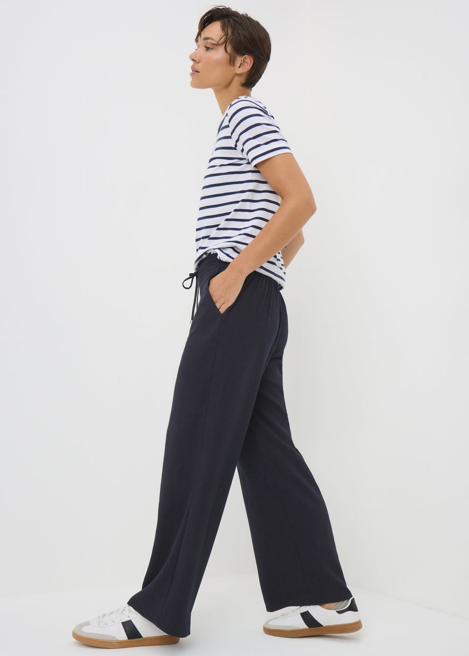 Navy Full Length Clipper Trousers