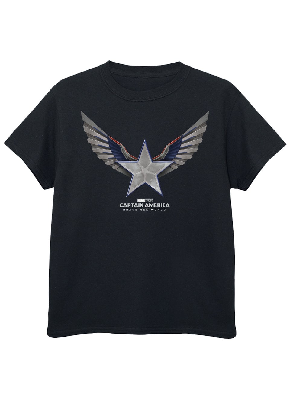 Marvel Captain America Wings Boys Black T-Shirt (3-13 Years)