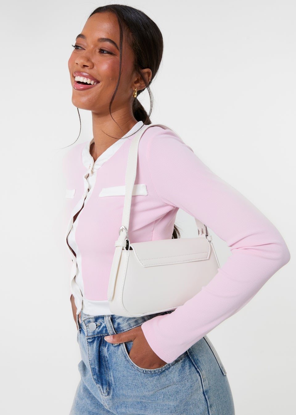 Pink Vanilla Pink Slinky Two Tone Cardigan