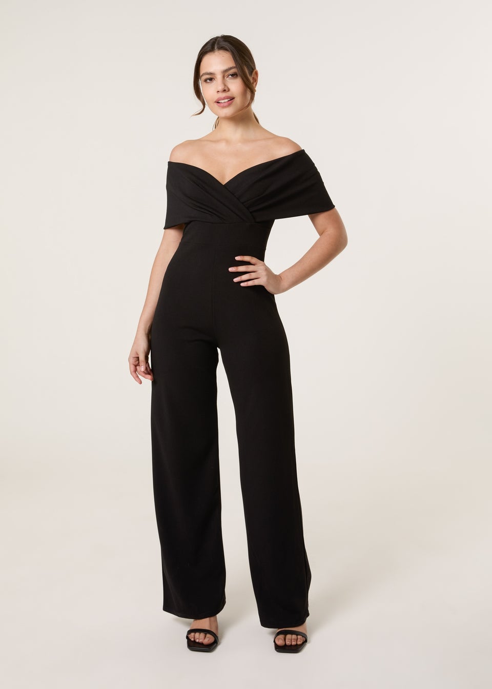 Blue Vanilla Black Bardot Wrap Jumpsuit