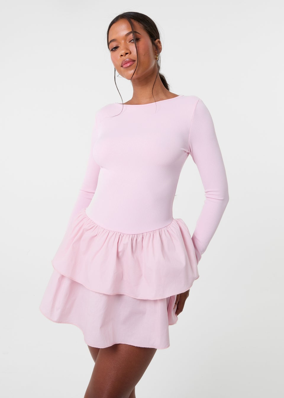 Pink Vanilla Pink Rib Dress With RaRa Skirt