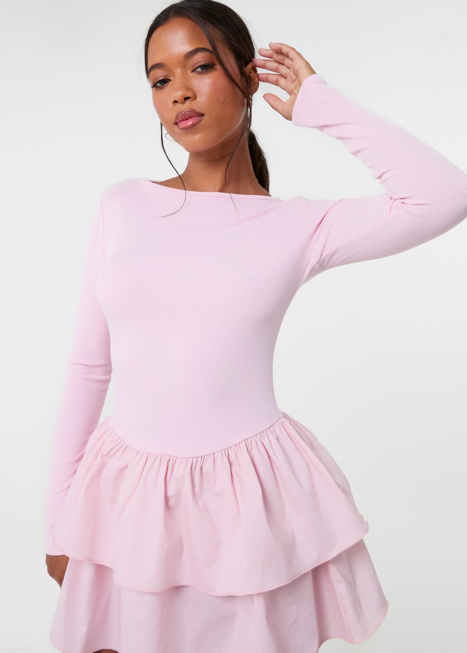 Pink Vanilla Pink Rib Dress With RaRa Skirt