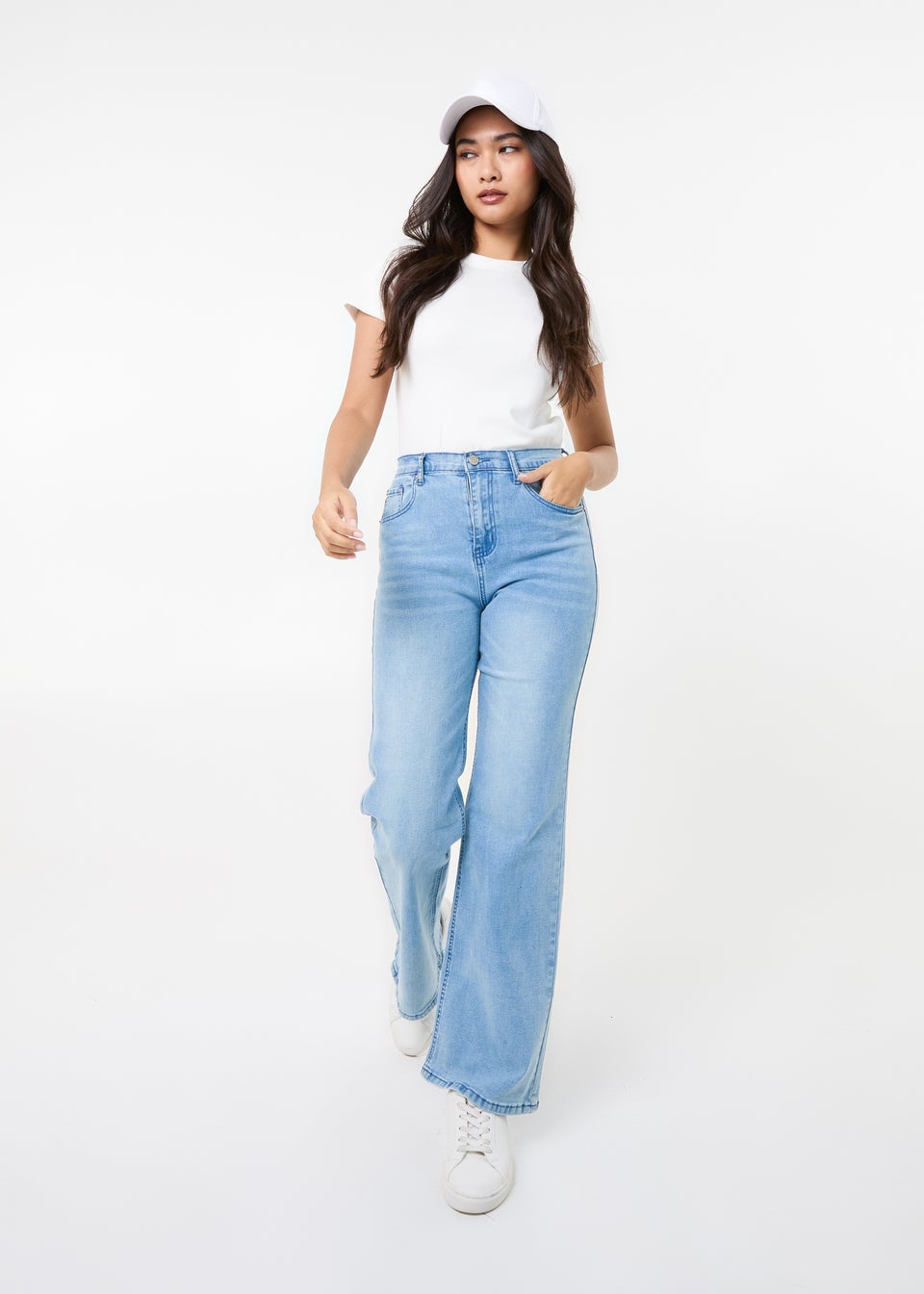 Pink Vanilla Denim Washed Relaxed Fit High Waist Jeans
