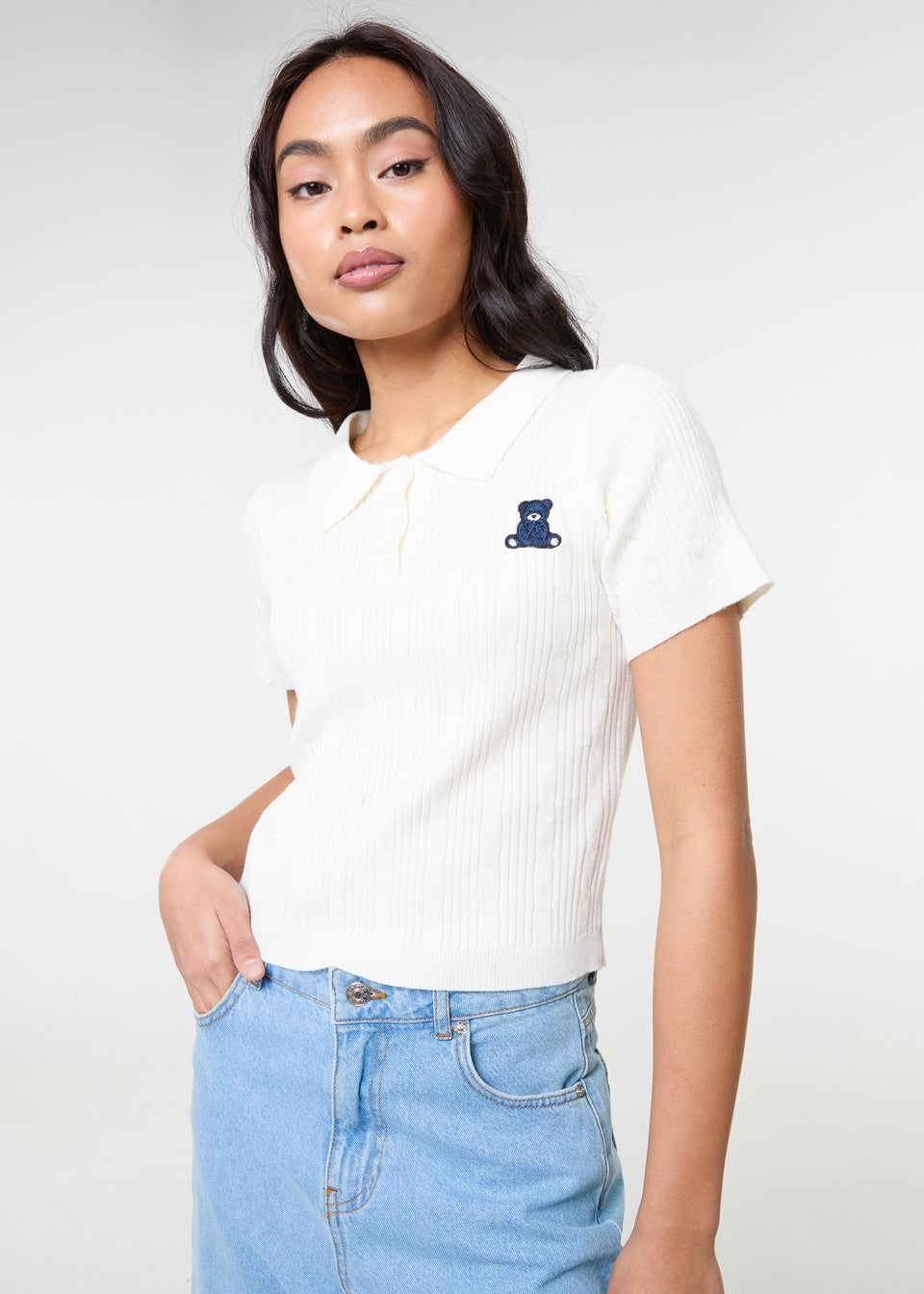 Pink Vanilla Ivory Cherub Cable Knit Top