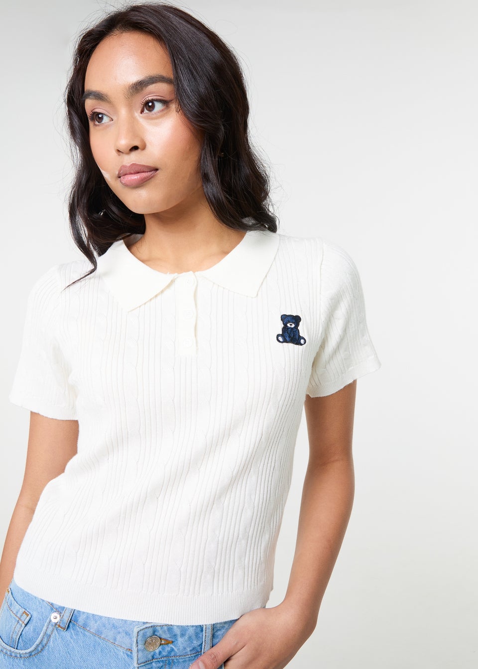 Pink Vanilla Ivory Cherub Cable Knit Top