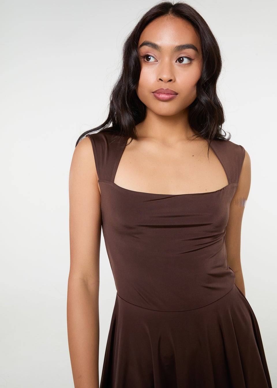 Pink Vanilla Chocolate Slinky Open Back Mini Flippy Playsuit