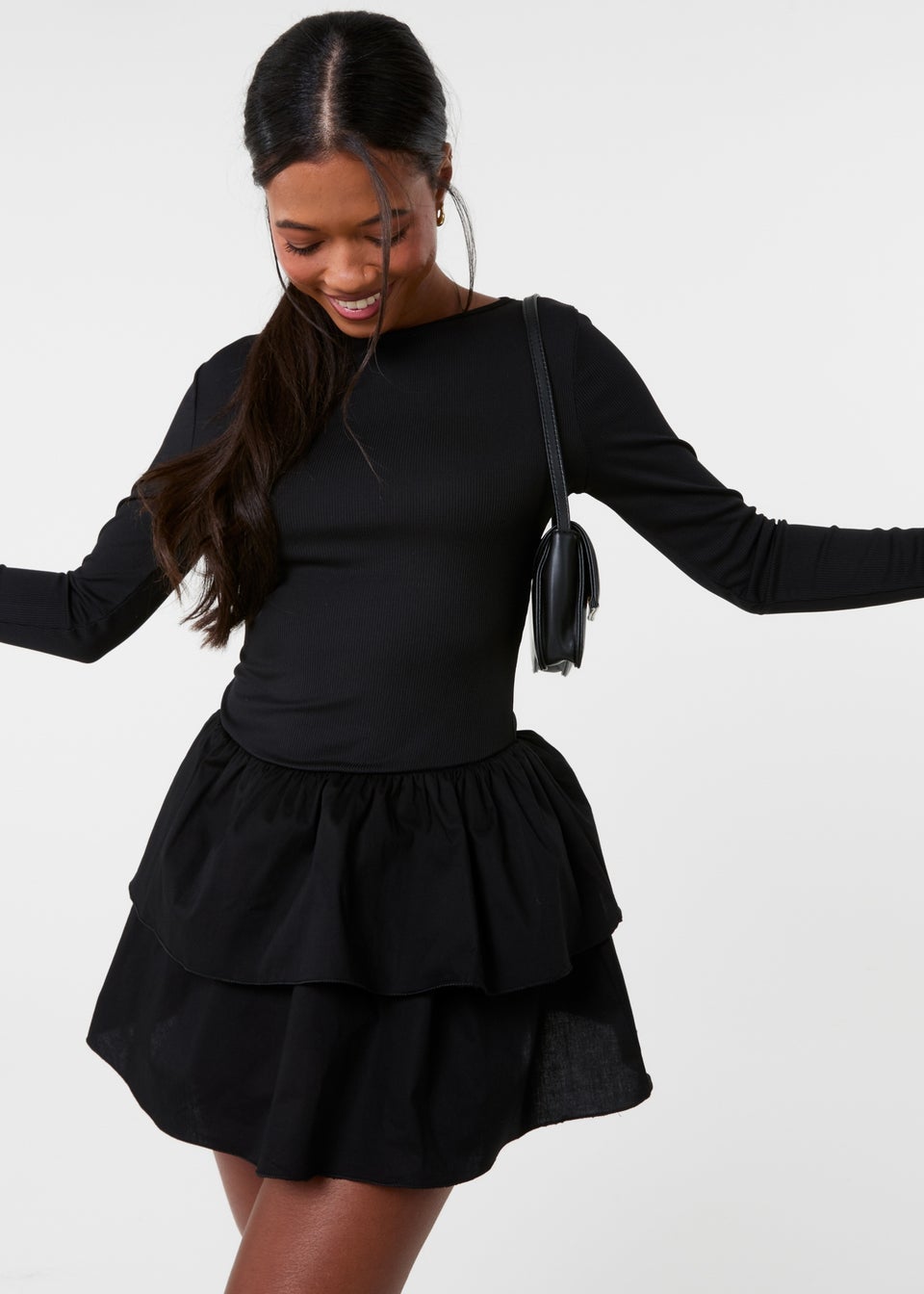 Pink Vanilla Black Rib Dress With RaRa Skirt