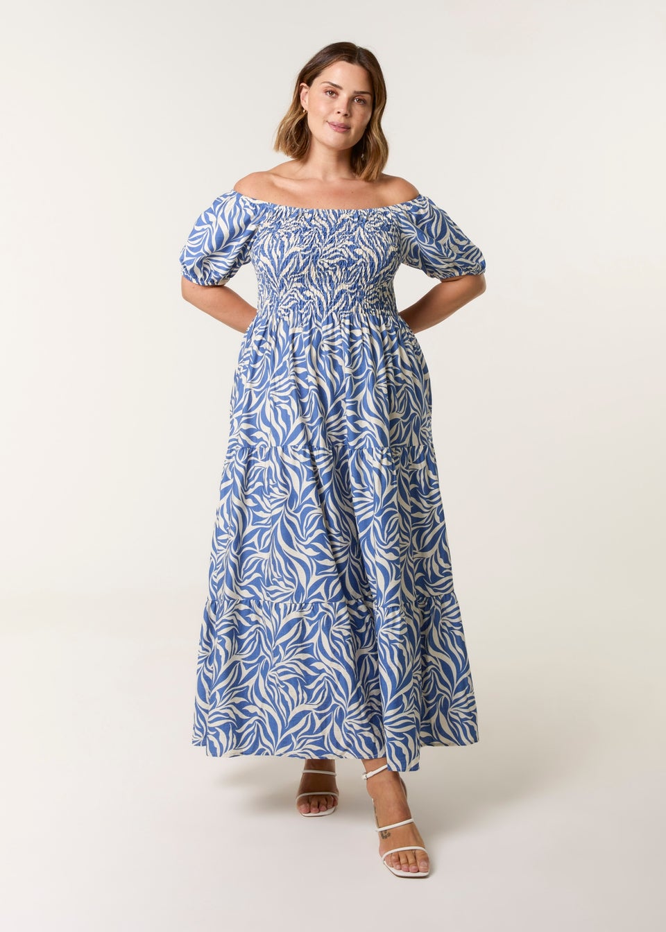 Blue Vanilla Blue Curve Elasticated Off The Shoulder Maxi Dress
