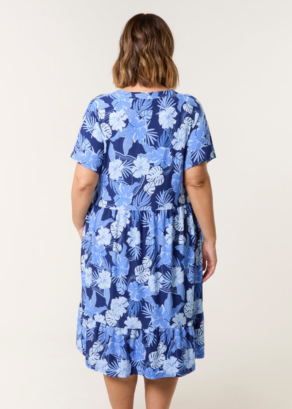 Blue Vanilla Blue Curve V Neck Smock Style Tunic