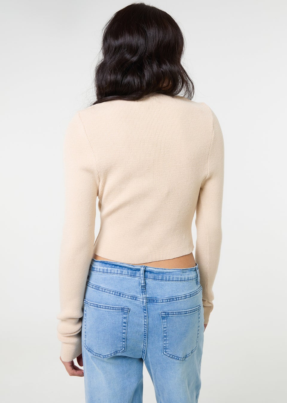 Pink Vanilla Stone Button Front Cropped Cardigan