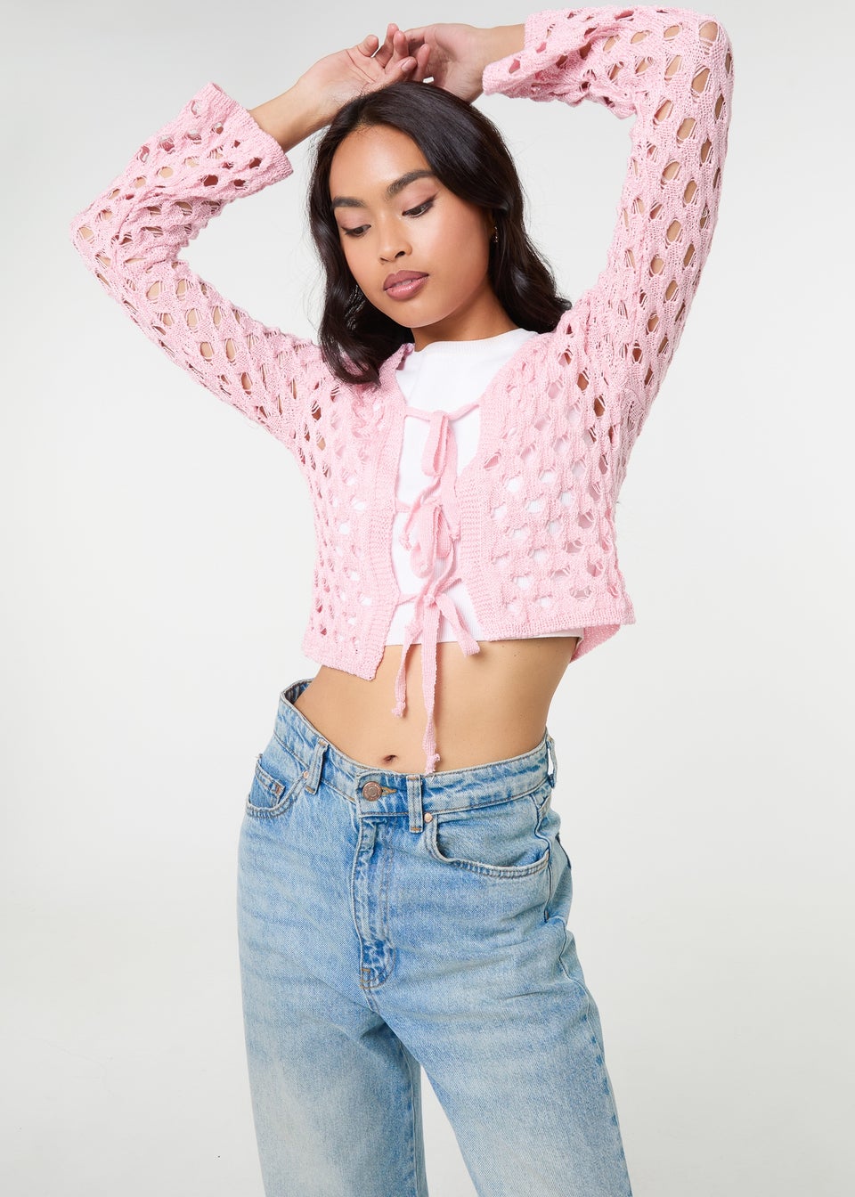 Pink Vanilla Pink Tie Front Cardigan