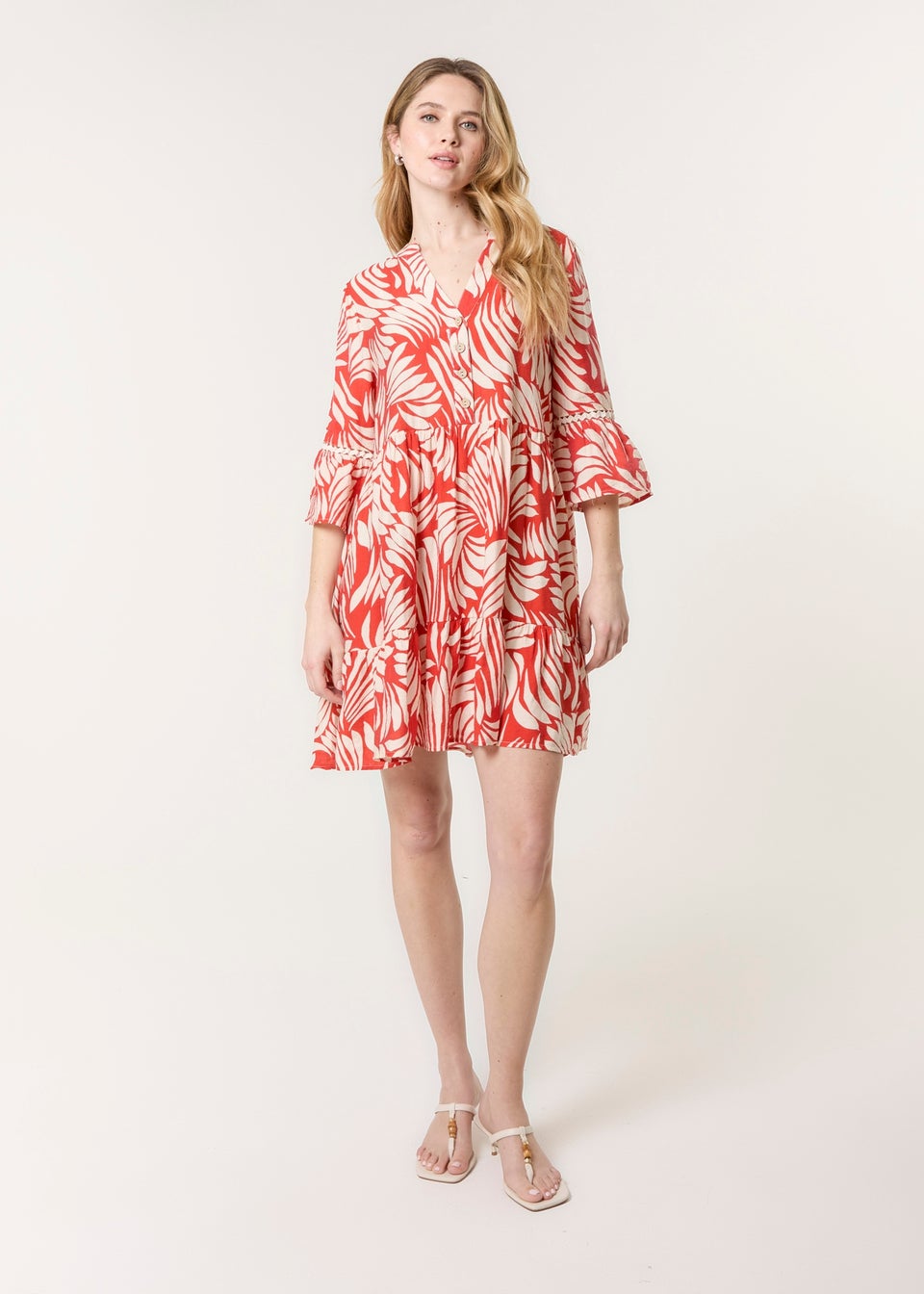 Blue Vanilla Orange Ric Rac Smock Shirt Dress