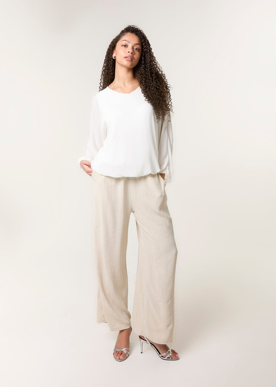 Blue Vanilla Stone Sparkle Wide Leg Trouser