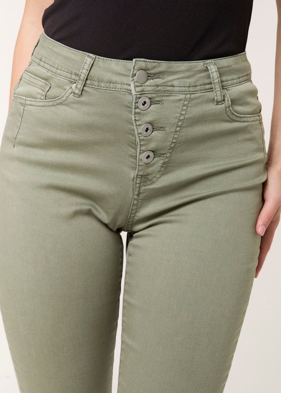 Blue Vanilla Khaki Button Front Capri Trouser