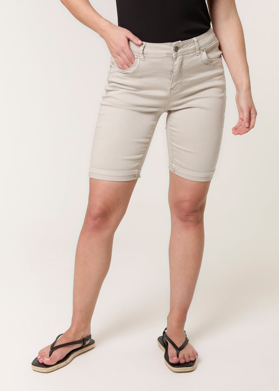 Blue Vanilla Sand Denim Knee Length Shorts