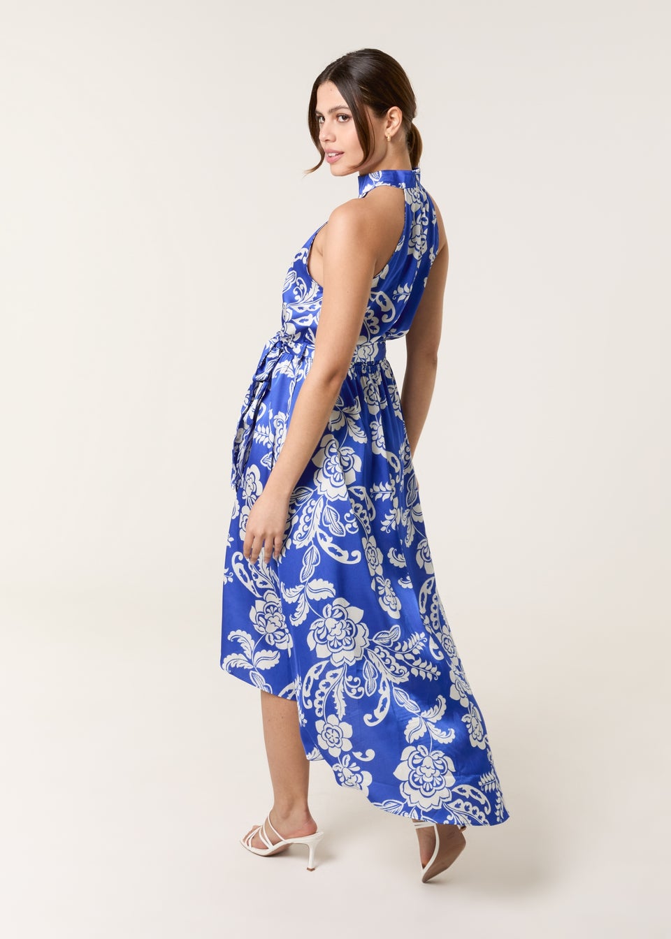 Blue Vanilla Blue Halter Neck Frill Hem Dress
