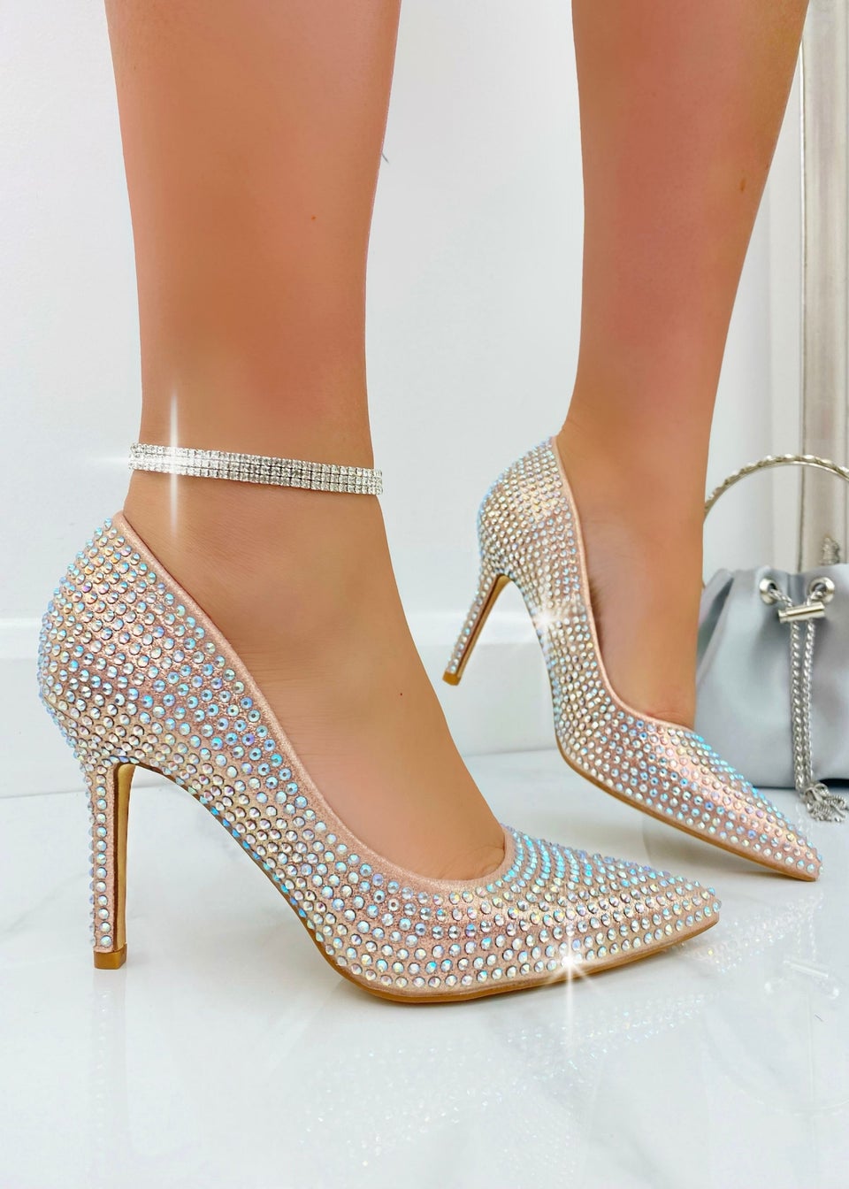 Love Lemonade Rose Gold Crystal Glam Heels