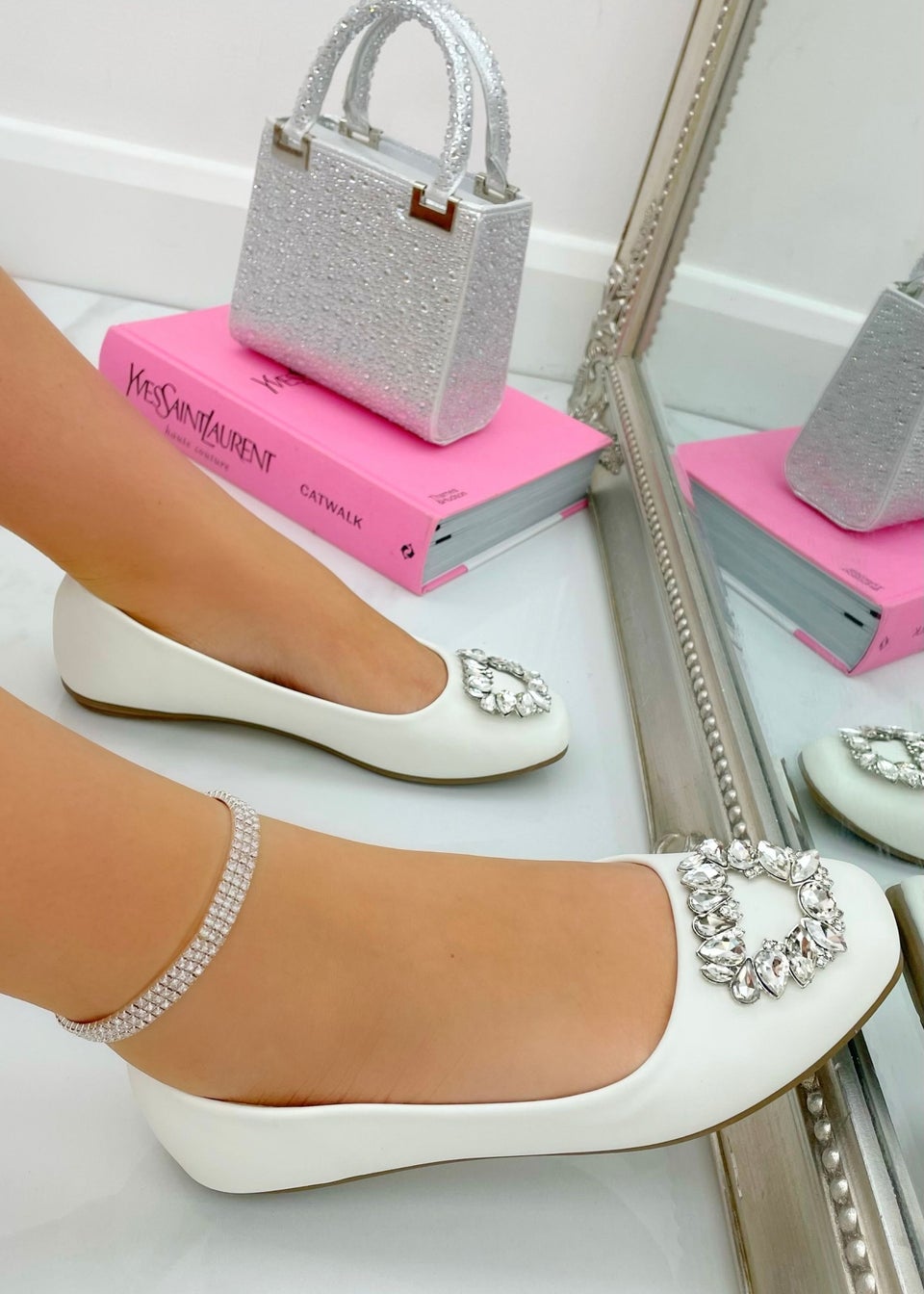 Love Lemonade White Crystal Buckle Dainty Dolly Shoes